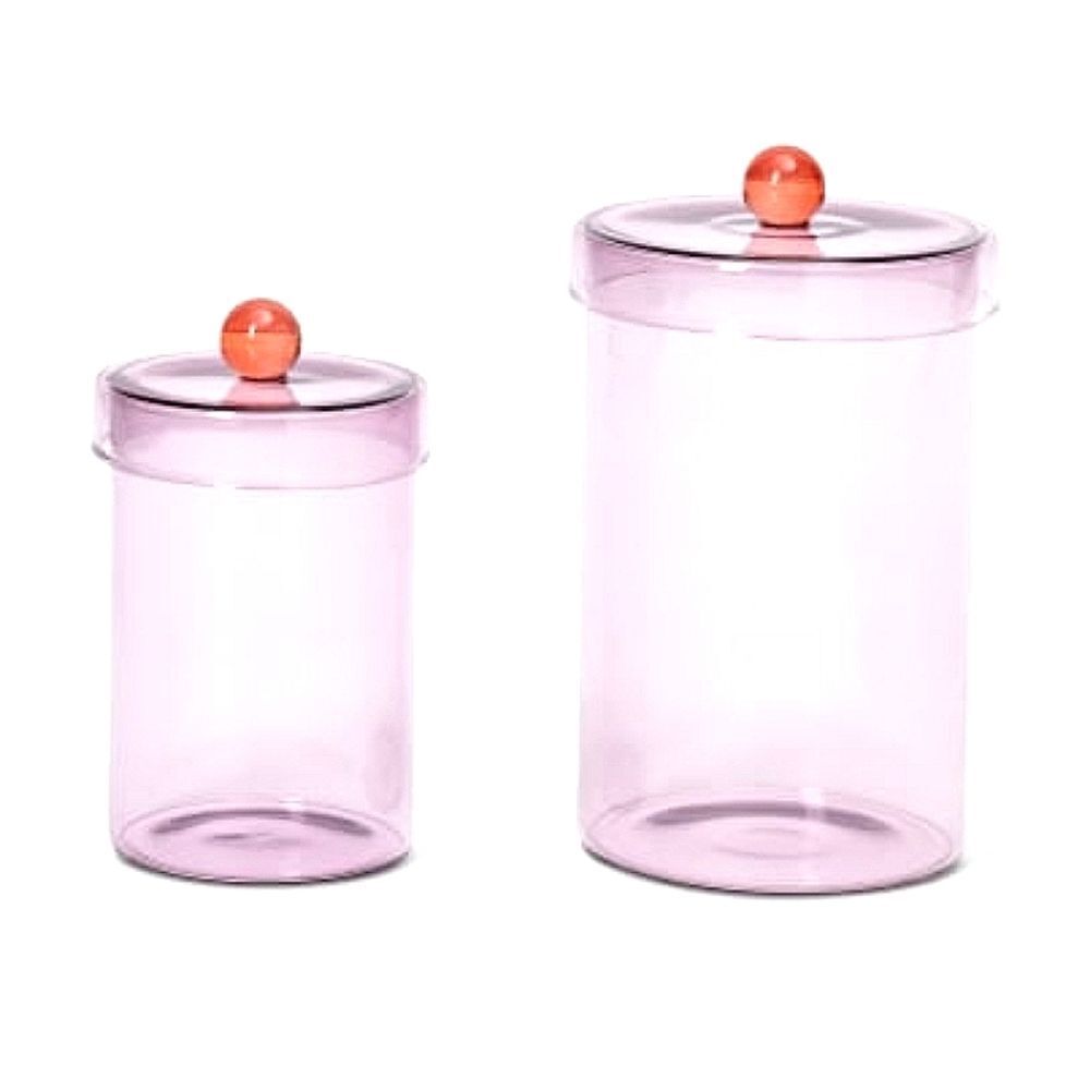 Core Kitchen 2-PC Glass Canister Set- Pink